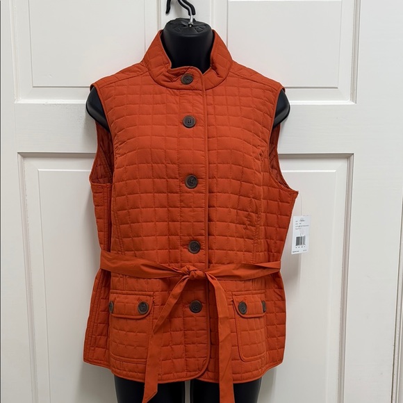 NWT Liz & Co Women's Quilted Orange Vest - Picture 1 of 9